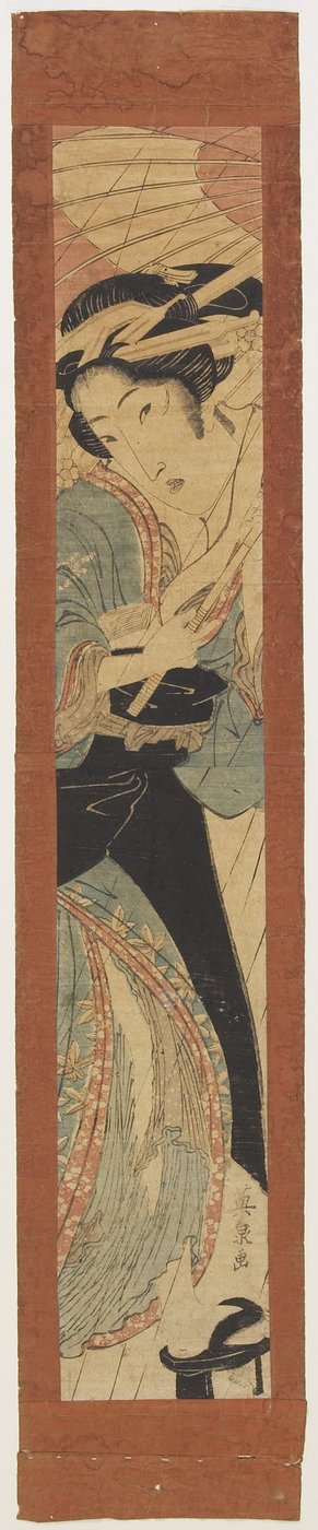 Courtesan in Rain, Early 19th Century by Keisai Eisen